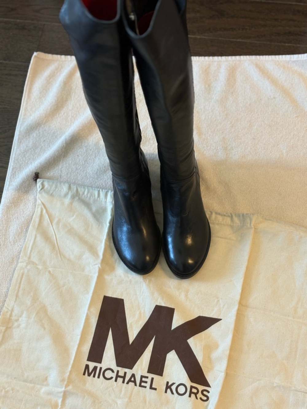 Michael Kors Black Leather Over-the-Knee Zip Boots